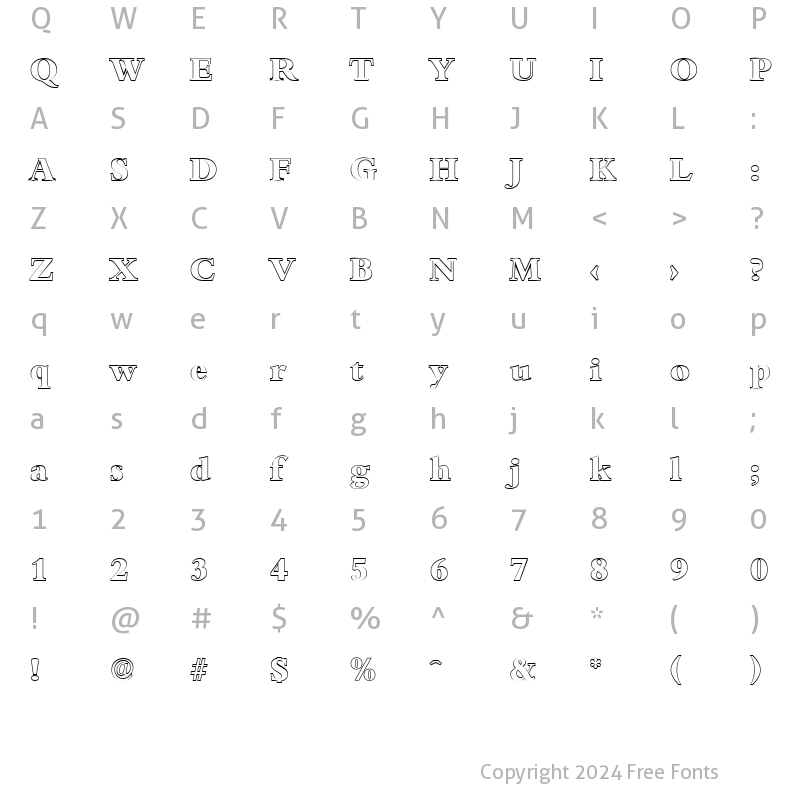 Character Map of JoshuaBeckerOutline-ExtraBold Regular