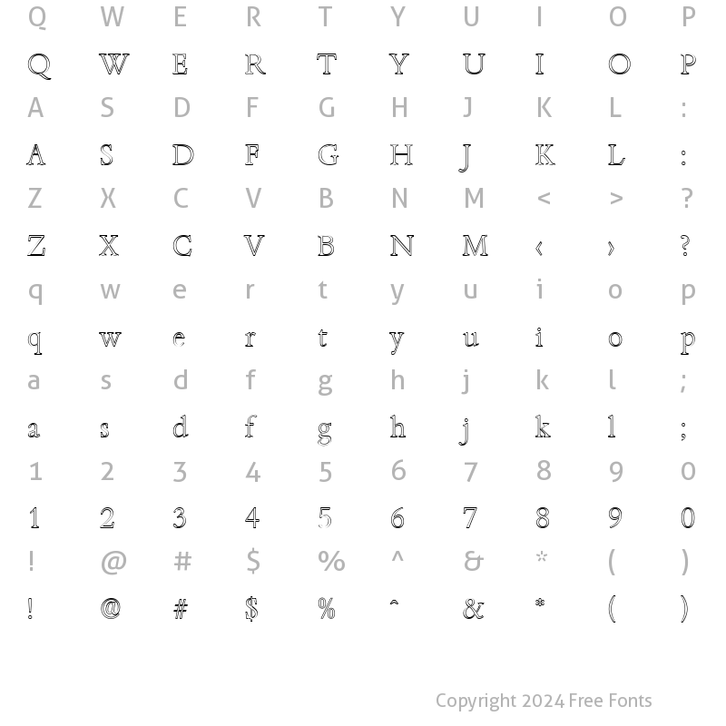 Character Map of JoshuaBeckerOutline-Xlight Regular