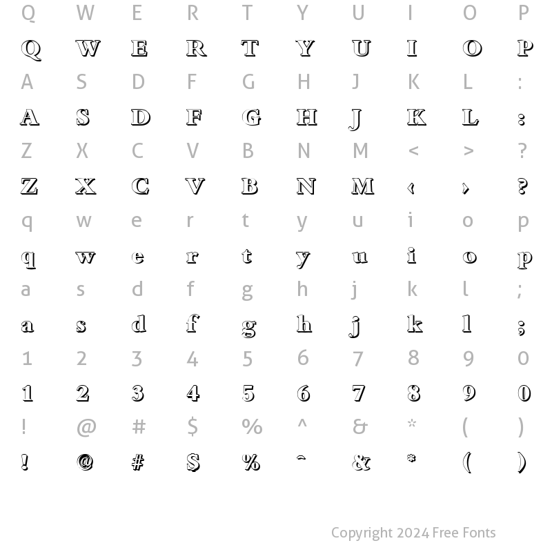 Character Map of JoshuaBeckerShadow-ExtraBold Regular