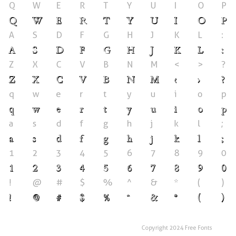 Character Map of JoshuaBeckerShadow-Light Regular