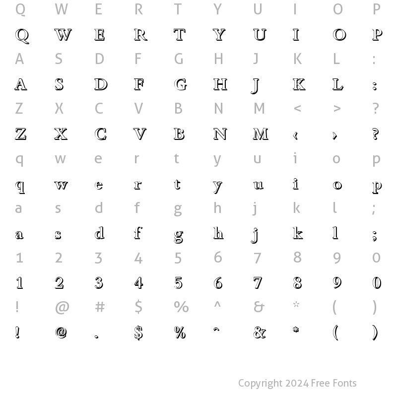 Character Map of JoshuaBeckerShadow-Medium Regular