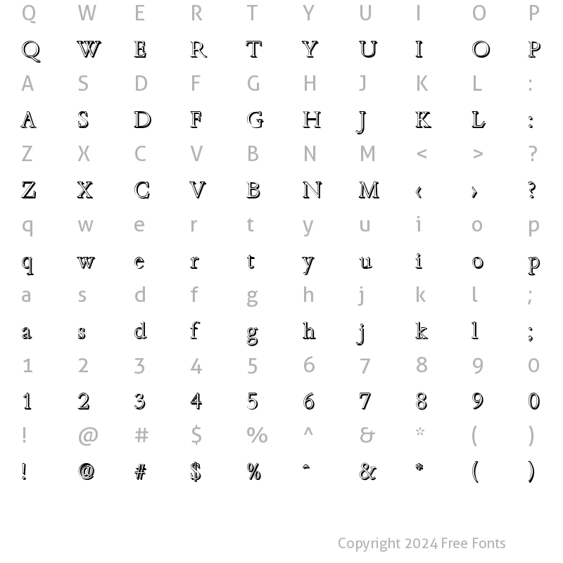 Character Map of JoshuaBeckerShadow-Xlight Regular