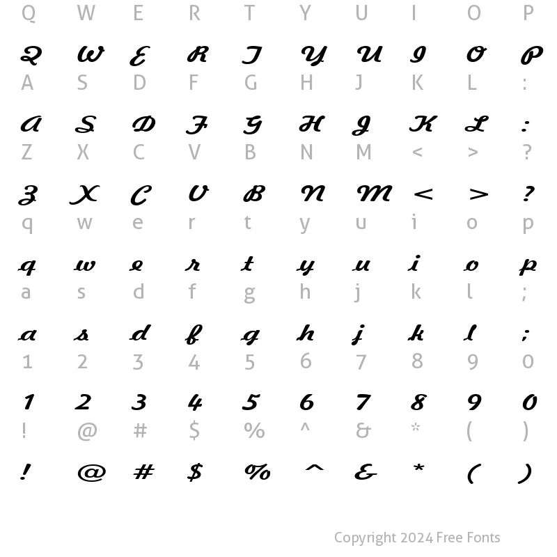 Character Map of Jott 43 Extended Bold