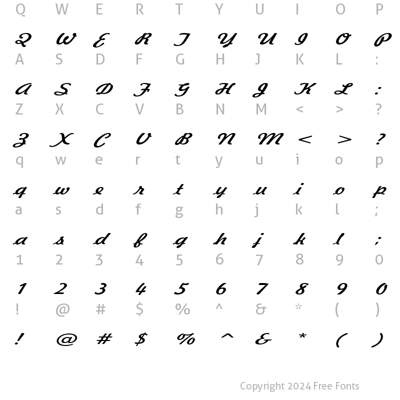 Character Map of Jott 43 Extended Italic