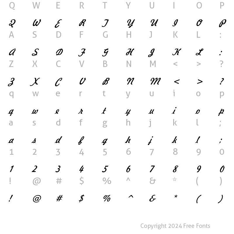 Character Map of Jott 43 Italic