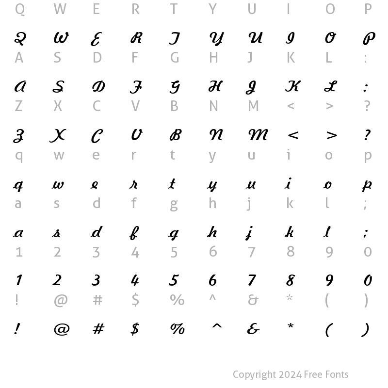 Character Map of Jott 43 Wide Normal