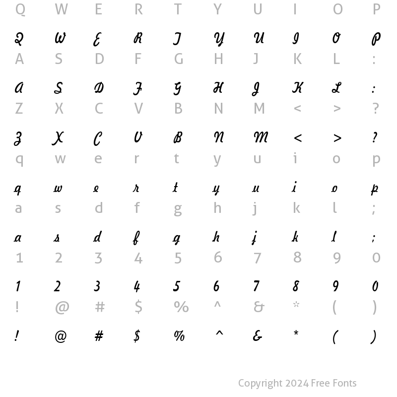 Character Map of Jott 44 Condensed Normal