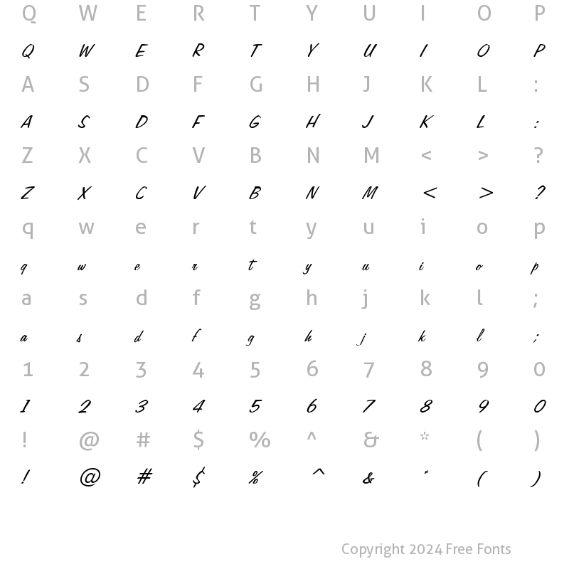 Character Map of Jott 45 Italic