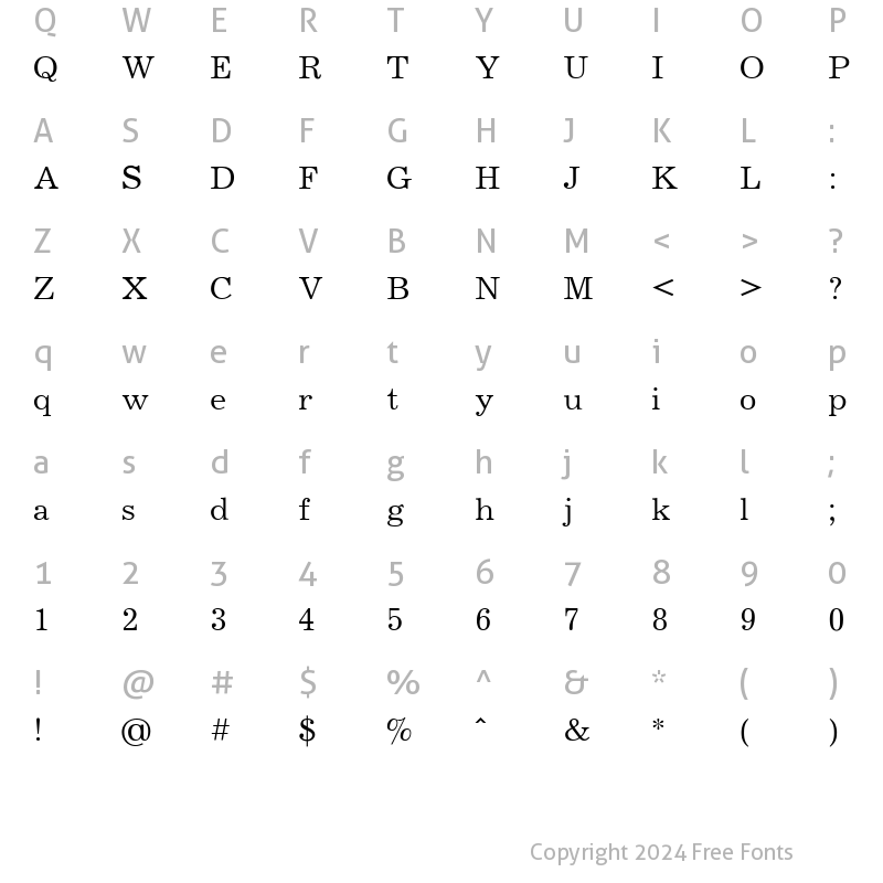 Character Map of Journal Cyrillic