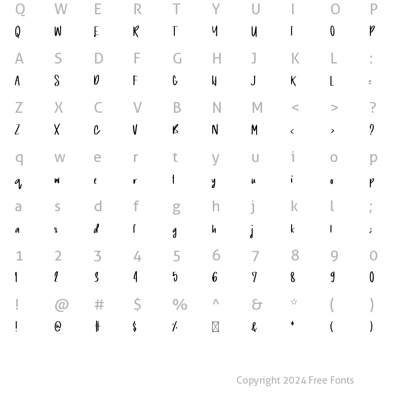 Character Map of Journal Love Book Regular