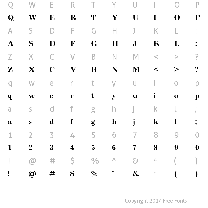 Character Map of JournalCTT Bold