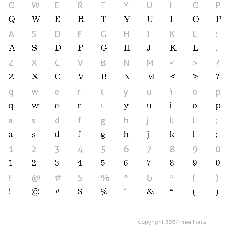 Character Map of JournalCTT Regular