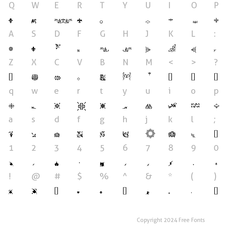 Character Map of JournalDingbatsFiveSSi Regular