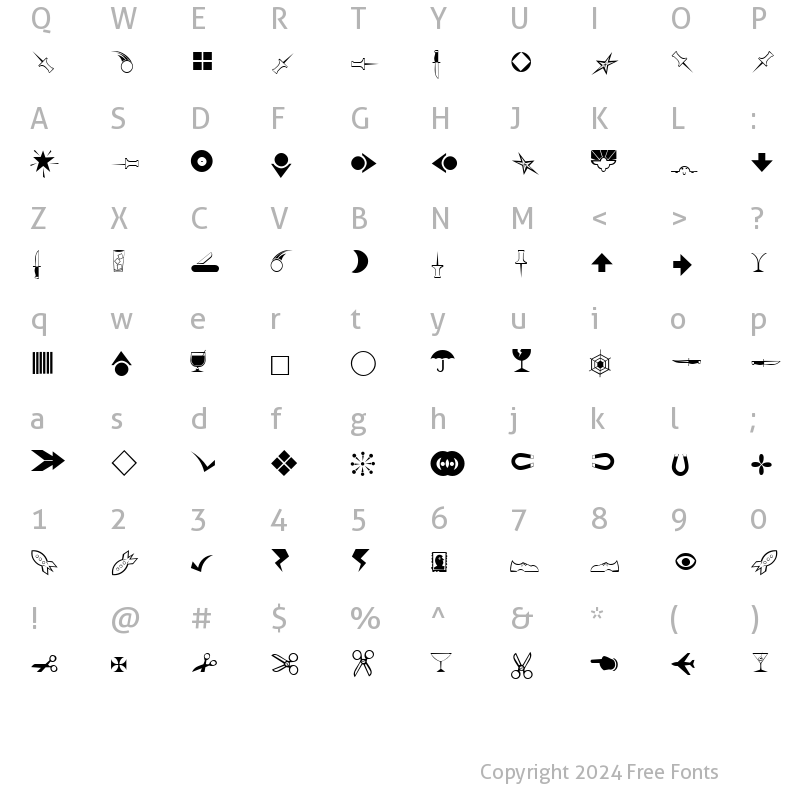 Character Map of JournalDingbatsNineSSi Regular