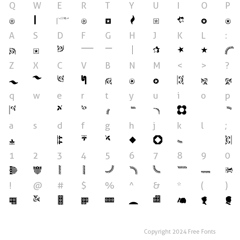 Character Map of JournalDingbatsOneSSi Regular