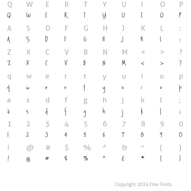 Character Map of Journaling Hand Regular