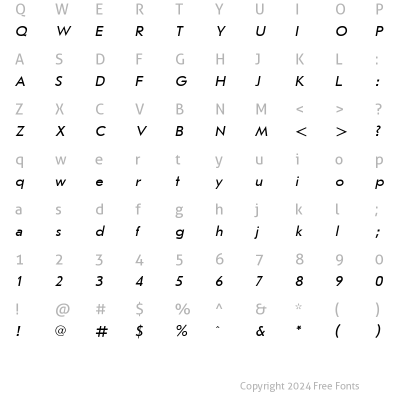 Character Map of JournalSans Italic Cyrillic