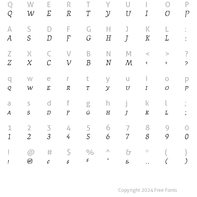 Character Map of JournalSmallcaps RomanItalic