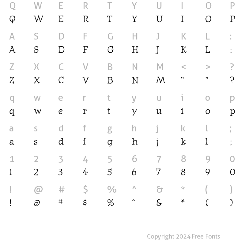 Character Map of JournalText Roman