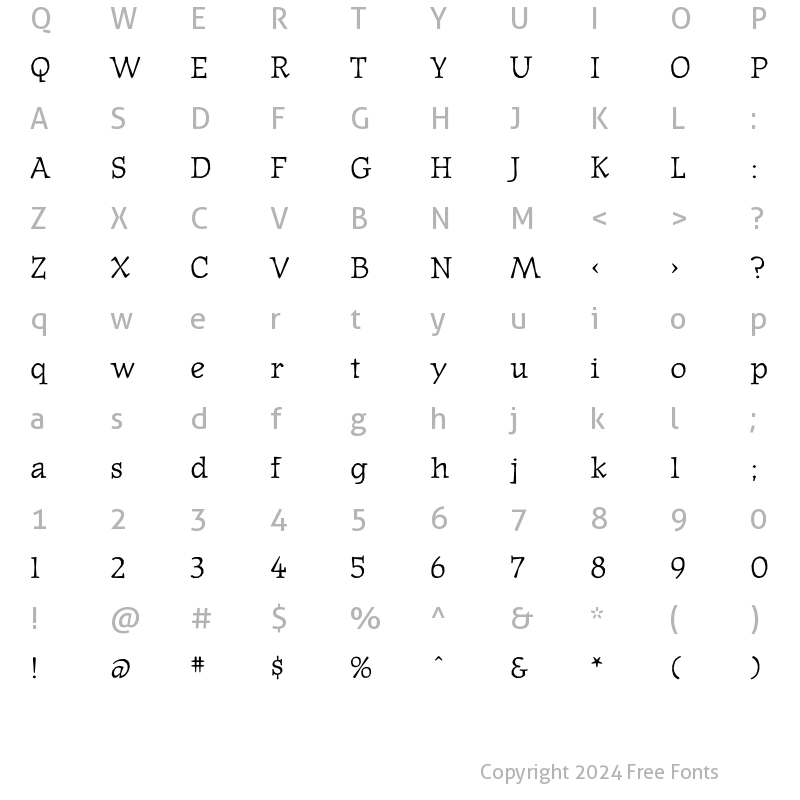 Character Map of JournalTextLining Regular