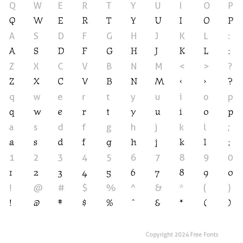 Character Map of JournalTextOldstyle Regular