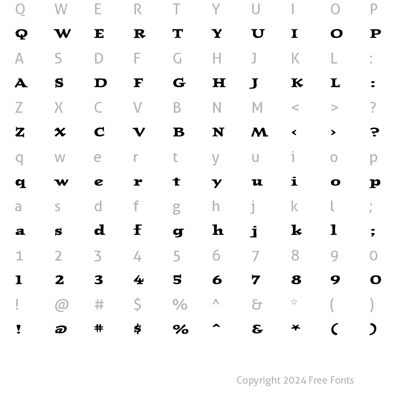 Character Map of JournalUltraBoldLining Regular