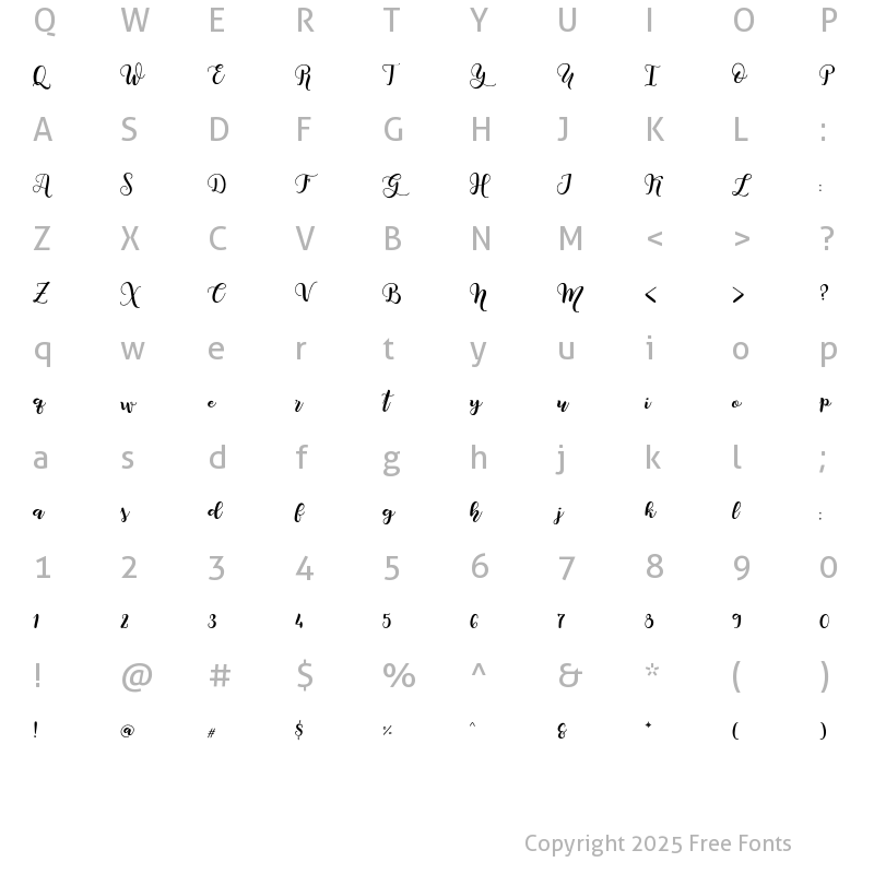 Character Map of Joyful Letters Script Script