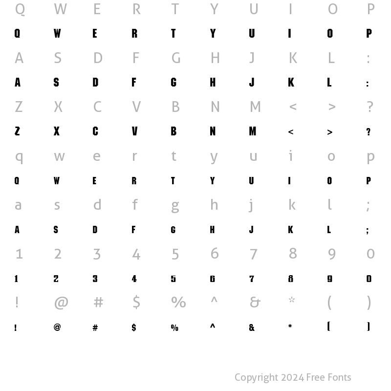 Character Map of JS Kobori Allcaps Bold