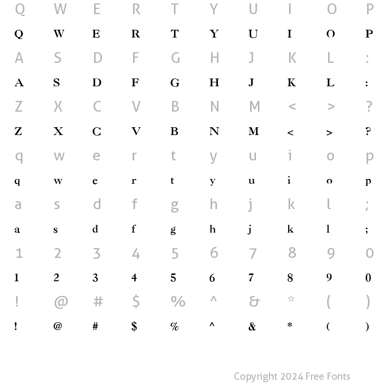 Character Map of JS Korakhot Normal