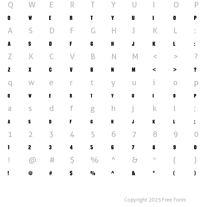 Character Map of JS Ninja Allcaps Bold