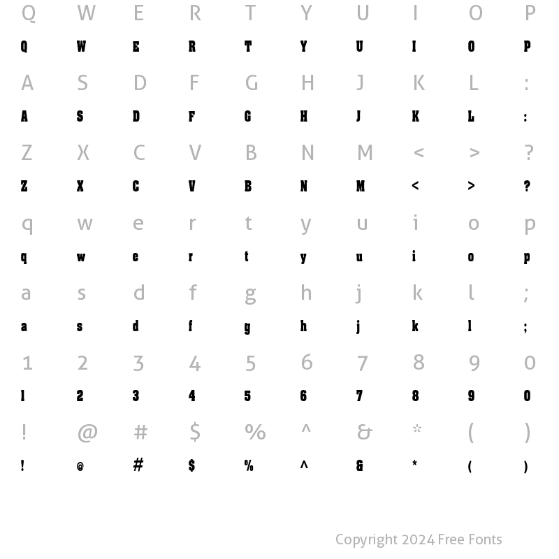 Character Map of JS Oobboon Normal