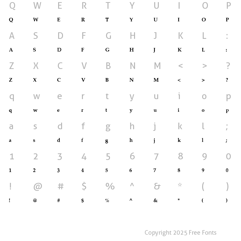 Character Map of JS Padachamai Normal