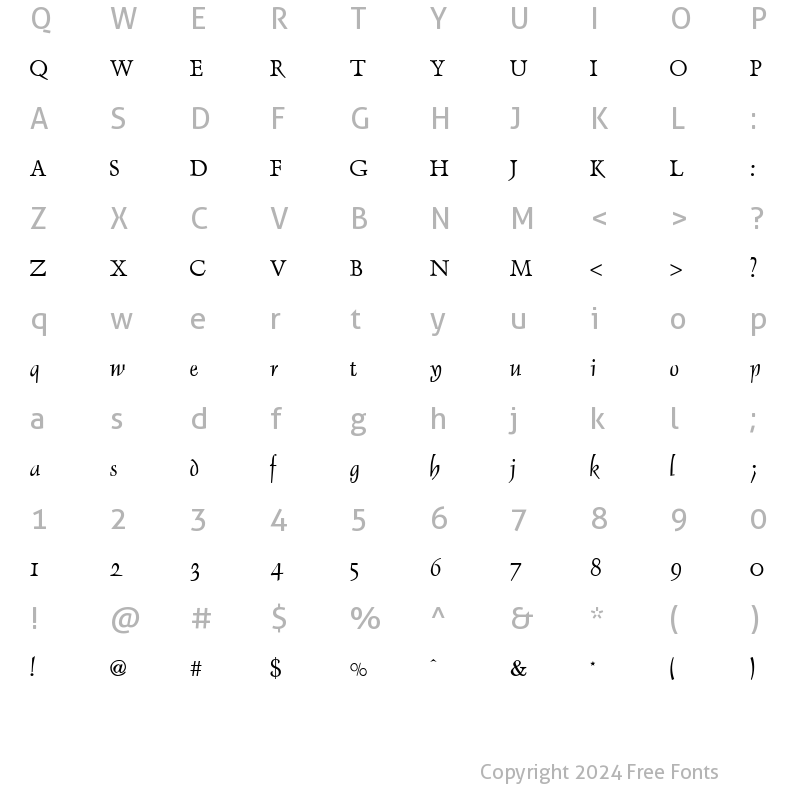 Character Map of JS Pudgrong Normal