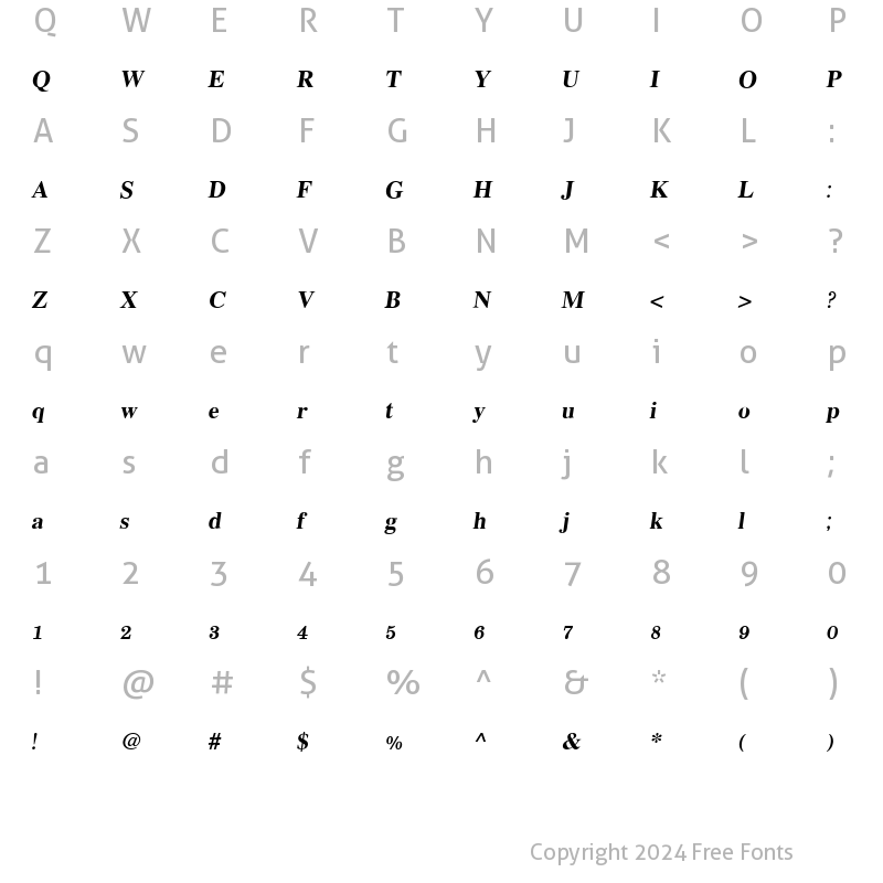 Character Map of JS Saksit Bold Italic