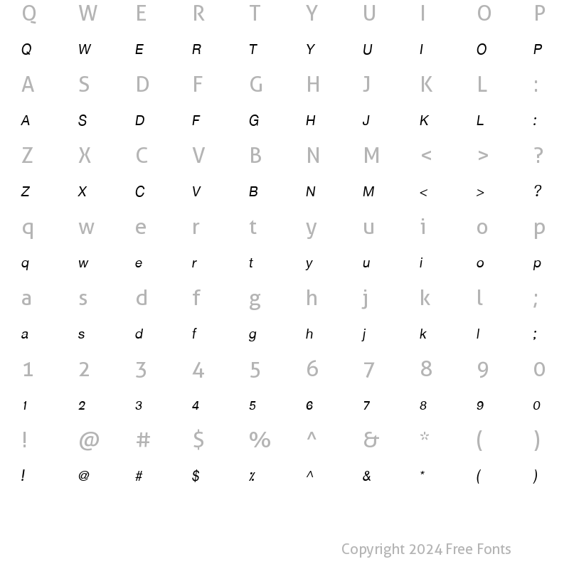 Character Map of JS Saowapark Italic