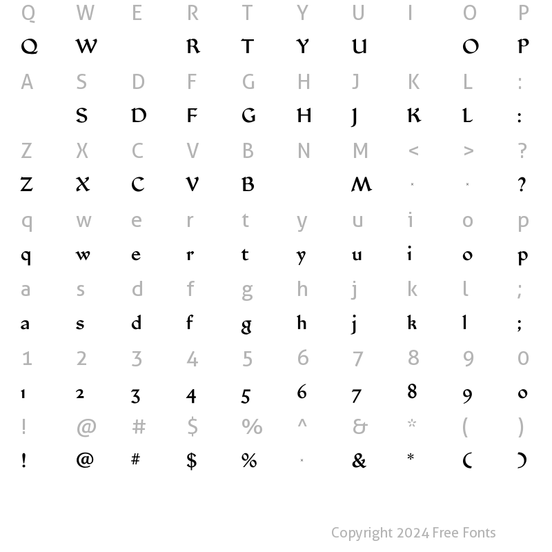 Character Map of JubileeMedium Regular