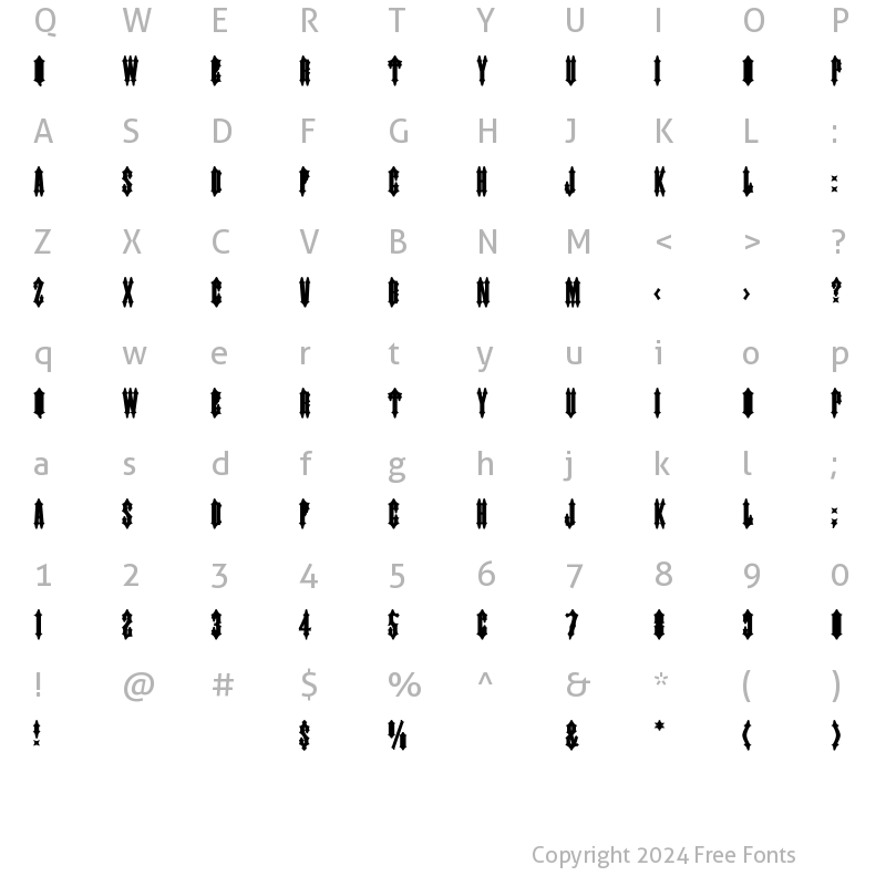 Character Map of JudasCaps Bold Bold