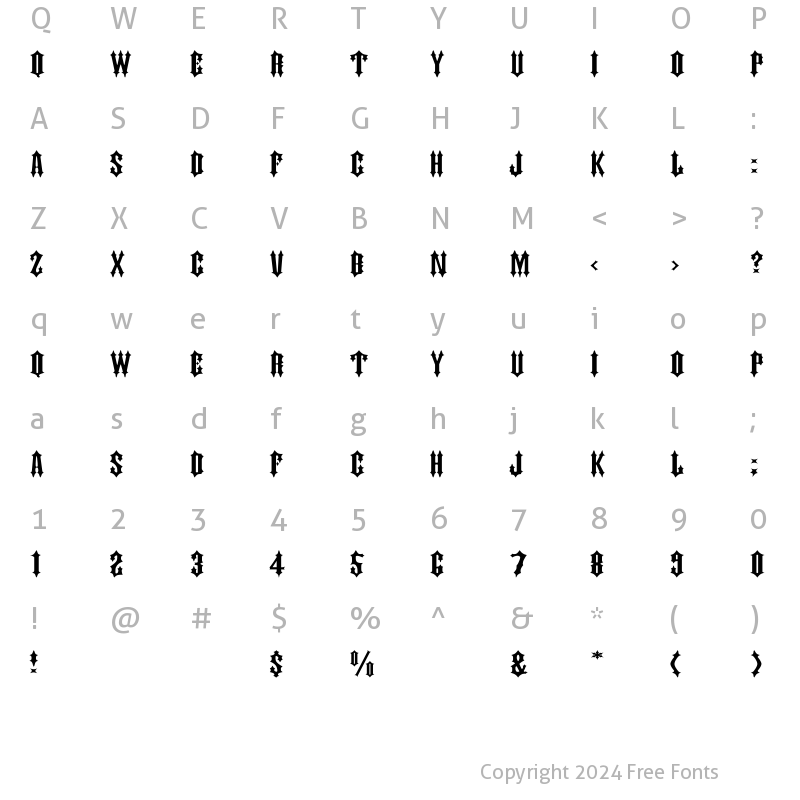 Character Map of JudasCaps Ex Regular