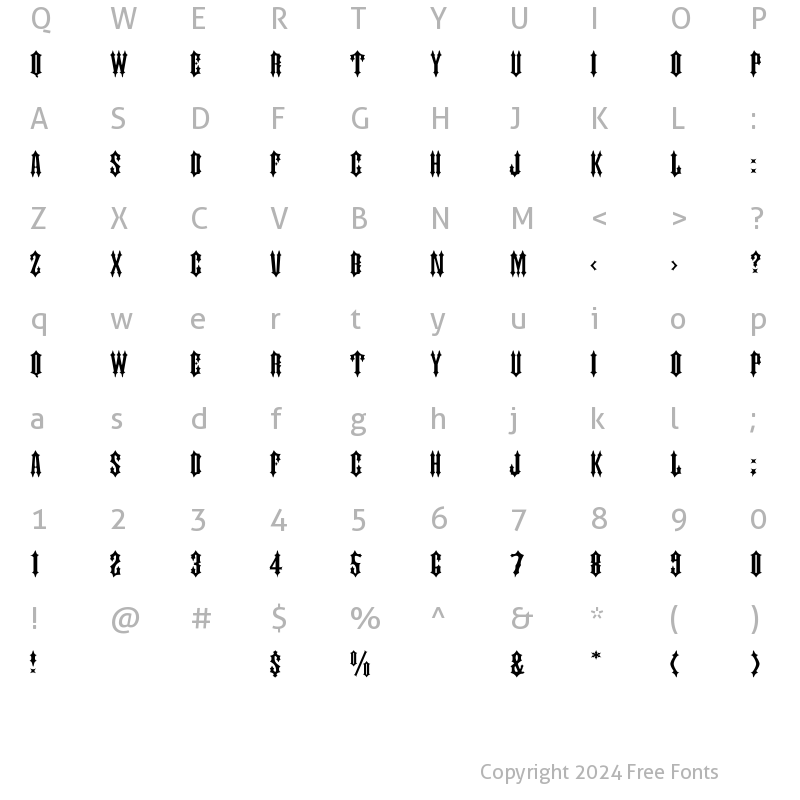 Character Map of JudasCaps Wd Regular