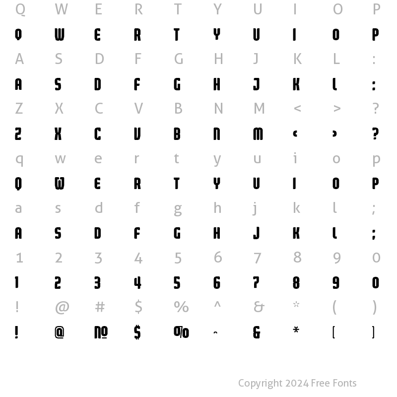 Character Map of Judgement BlackCondensed Regular