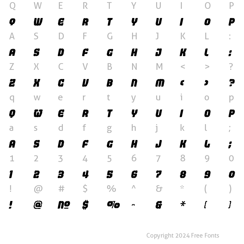 Character Map of Judgement BlackStencil Italic