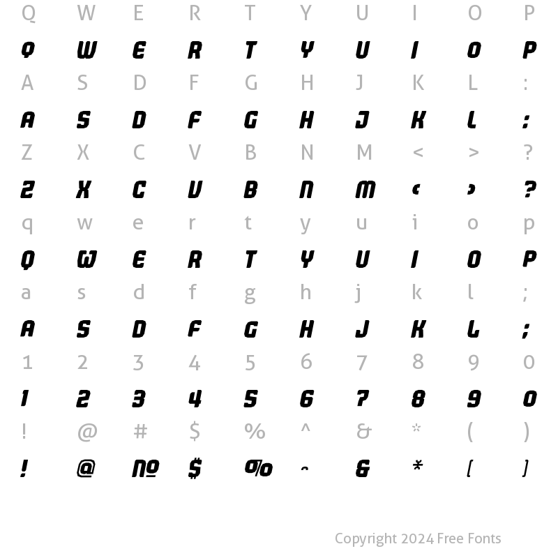 Character Map of Judgement Bold Italic