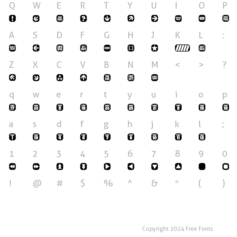 Character Map of Judgement Icons Regular