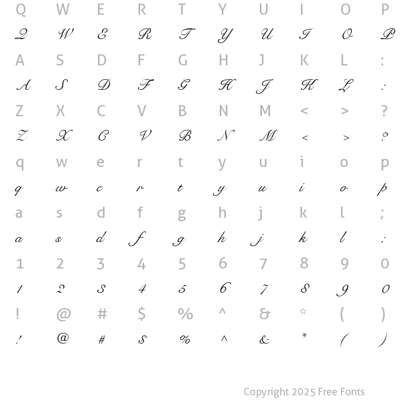 Character Map of Judith Regular