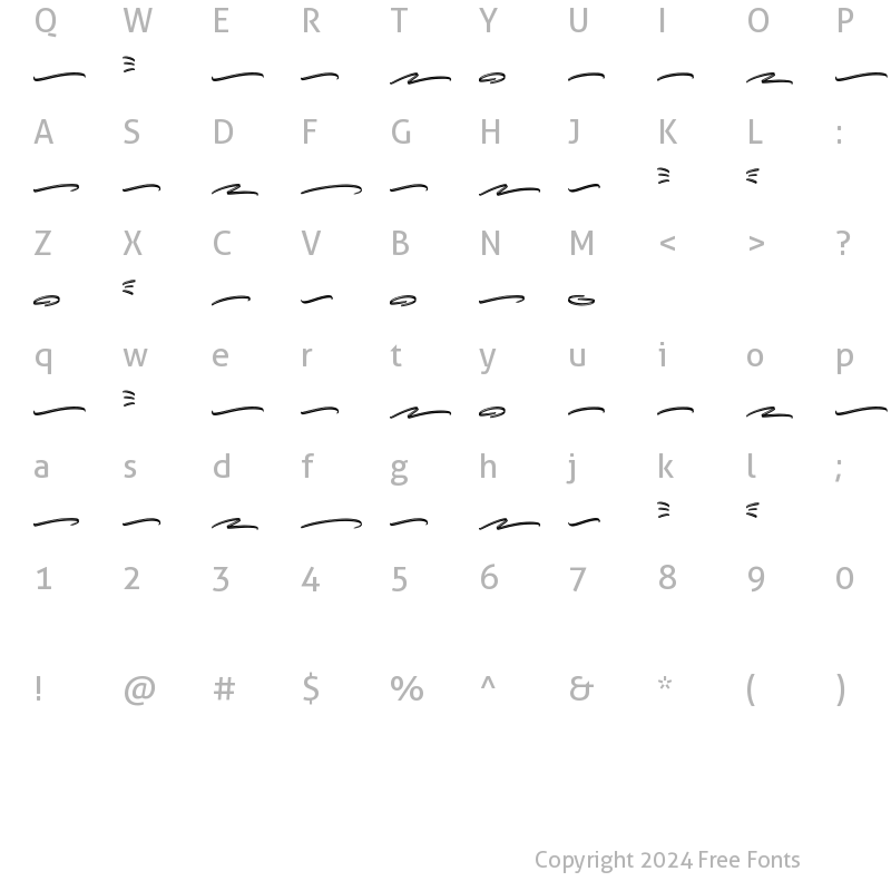 Character Map of Judthing Swashes