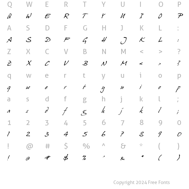 Character Map of Juergen Italic