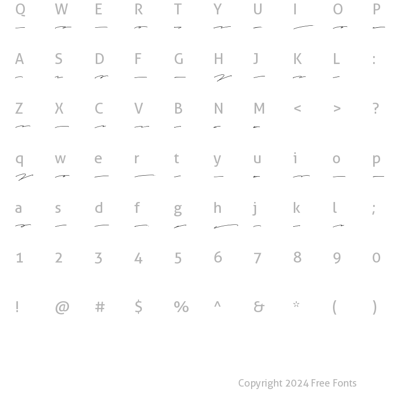 Character Map of Juide Swash Regular