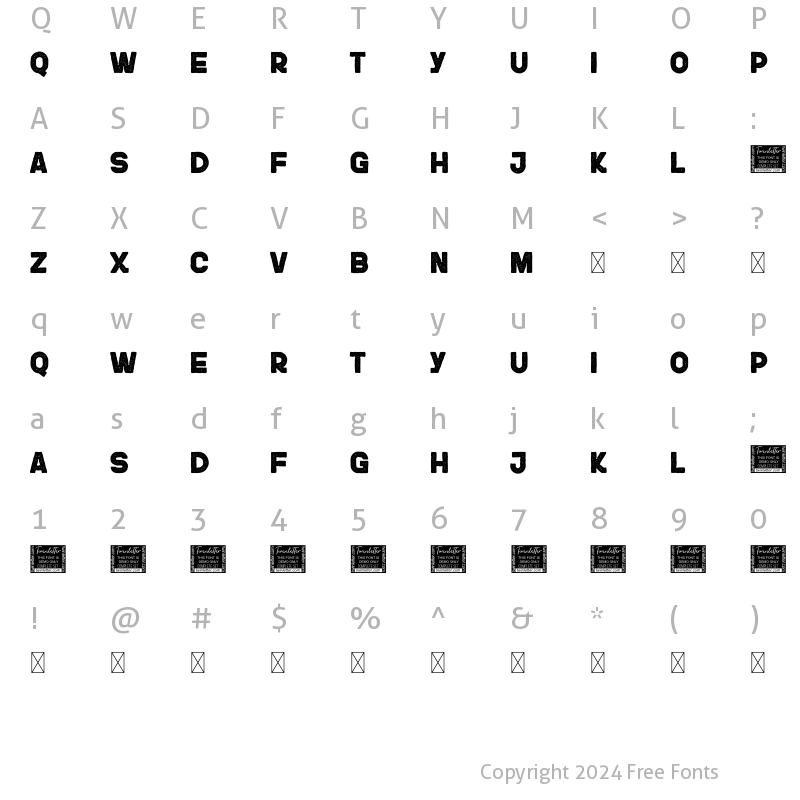 Character Map of JUKOTHA Personal Use