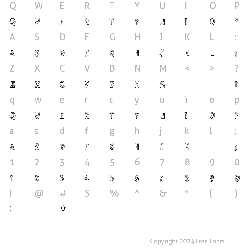 Character Map of JulesLove Regular