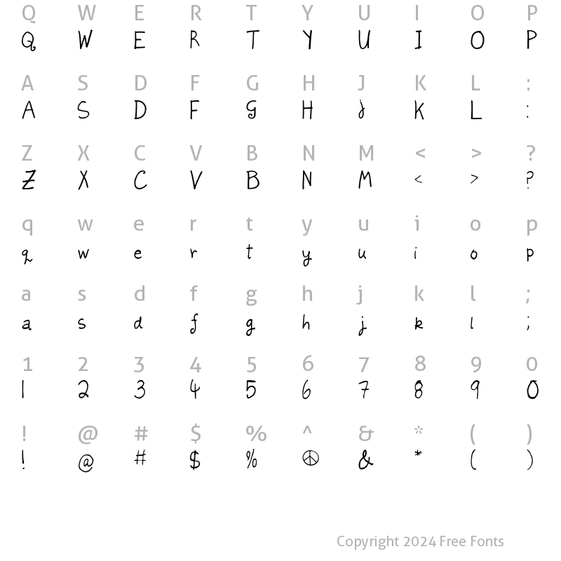 Character Map of juleswriting Regular